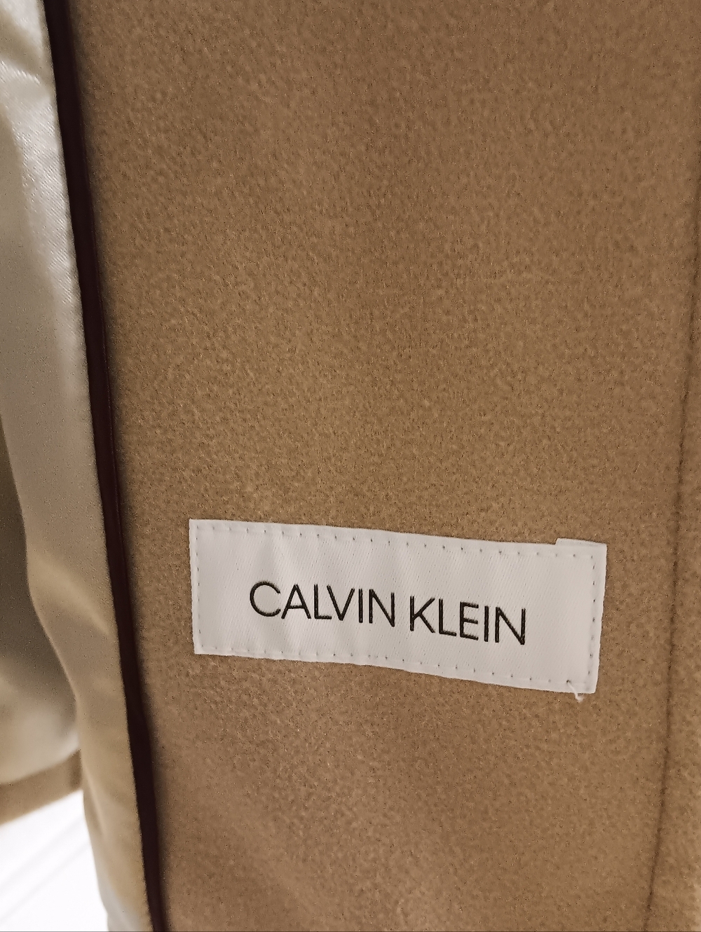 Calvin Klein Women's Beige Tan Peacoat with Notch Collar - Picture 2 of 6